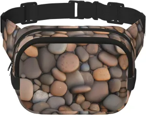 Pebbles in the beach Square Double-Layer Waist Bag for Outdoor Activities Such as Sports, Travel, Hiking, Cycling