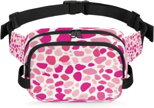 Pink Fanny Pack For Women, Belt Bag with Adjustable Strap Graduation Gifts Pink Pebble Dots