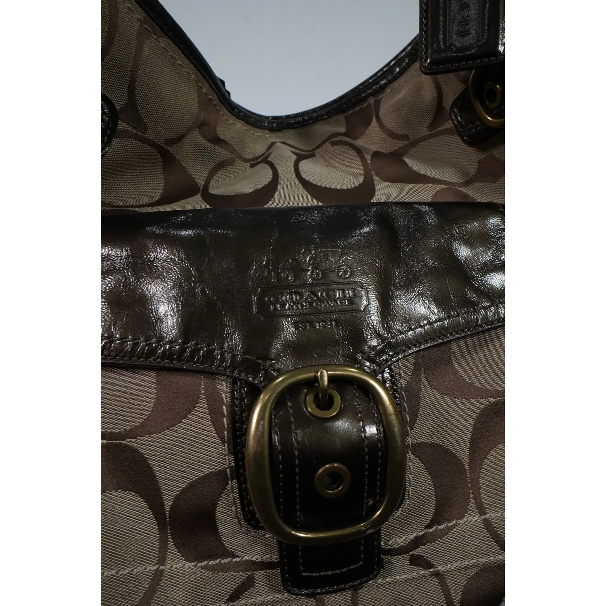 "Retail" Coach Bleecker Signature Pocket Stitched Khaki Bronze Hobo Bag Women's