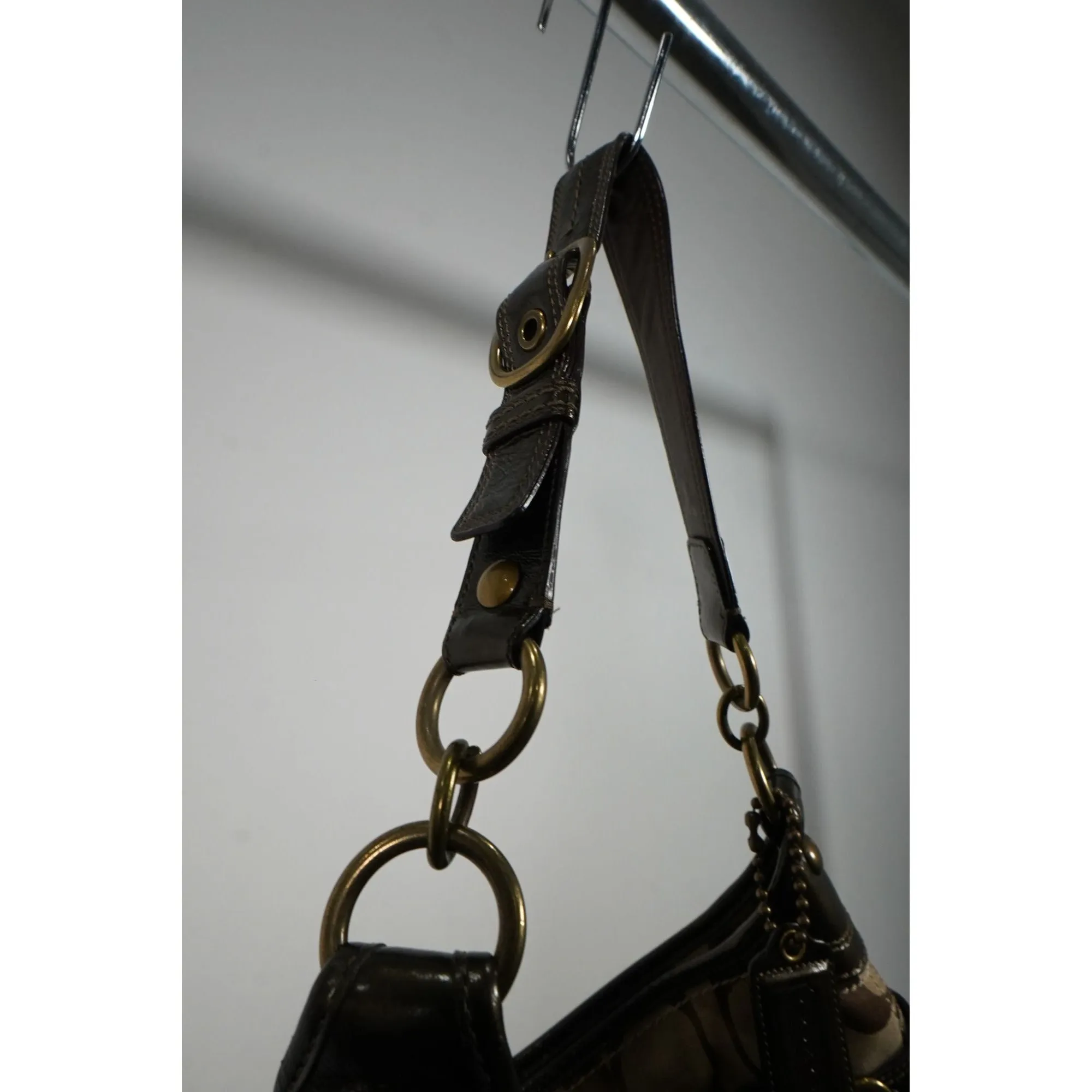 "Retail" Coach Bleecker Signature Pocket Stitched Khaki Bronze Hobo Bag Women's