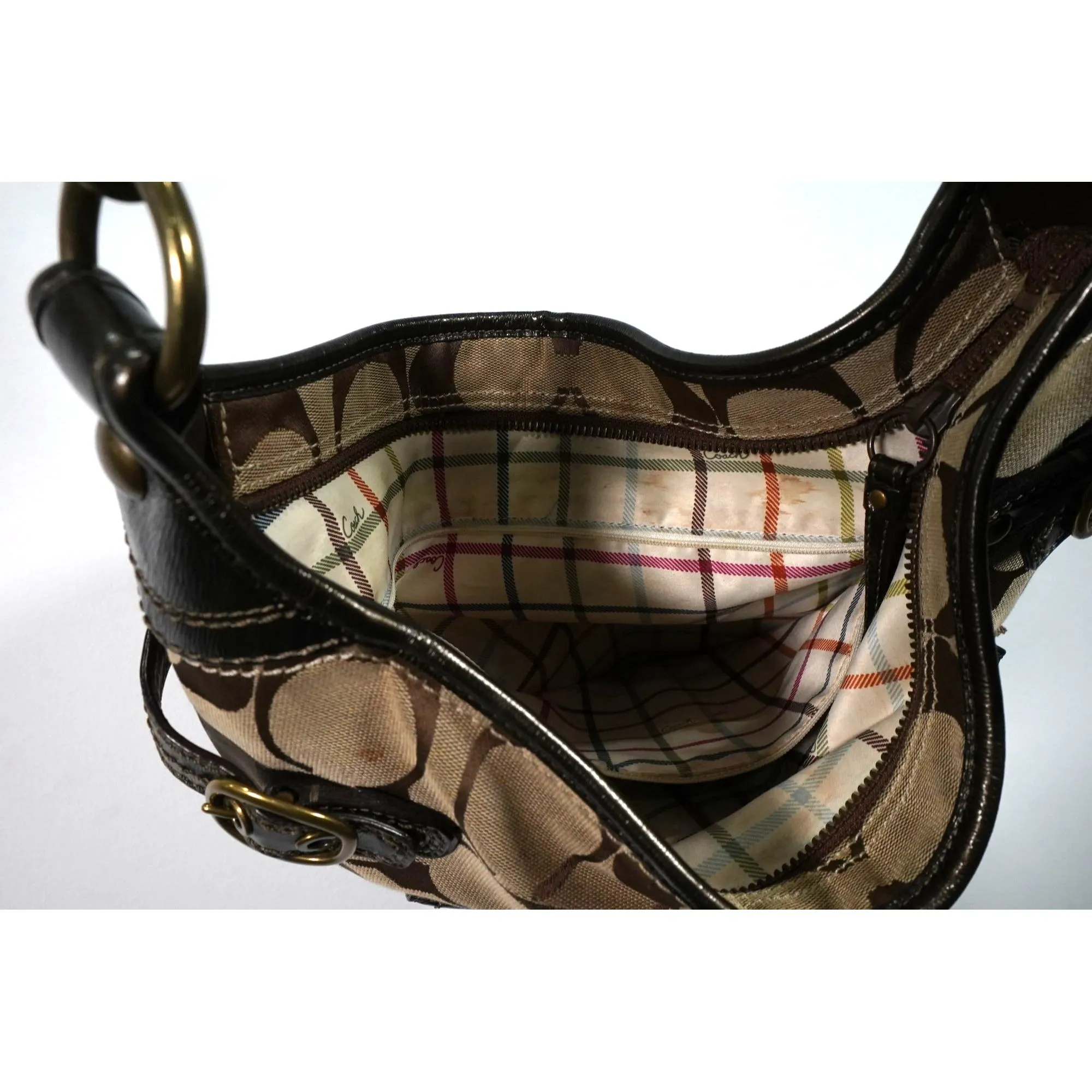 "Retail" Coach Bleecker Signature Pocket Stitched Khaki Bronze Hobo Bag Women's
