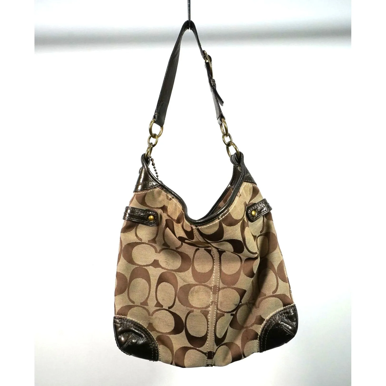 "Retail" Coach Bleecker Signature Pocket Stitched Khaki Bronze Hobo Bag Women's