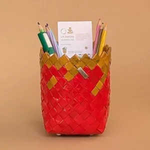 Red and Yellow Medium Basketry Deco Planter (BDSM1224-001)