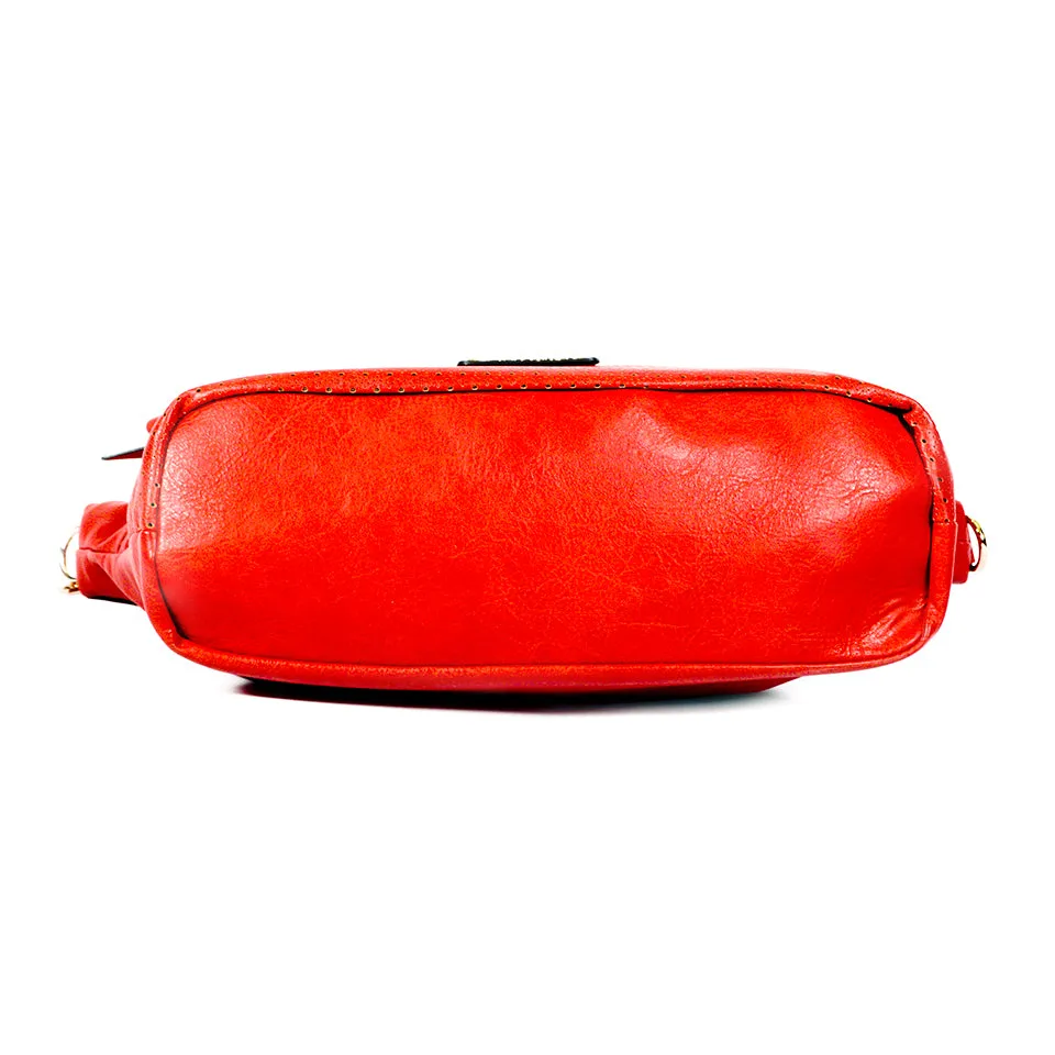 RED Handbag with Laser-cut & Woven Detail - OH-5020 RED