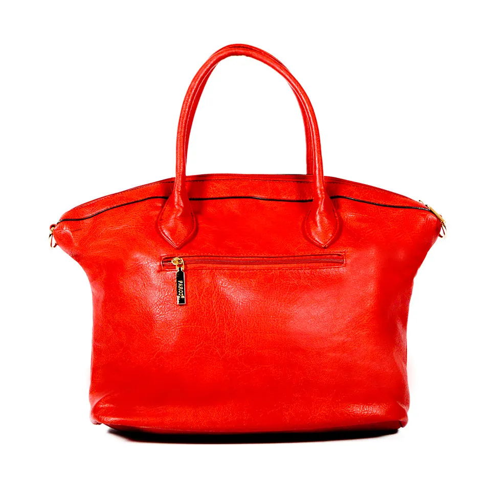 RED Handbag with Laser-cut & Woven Detail - OH-5020 RED