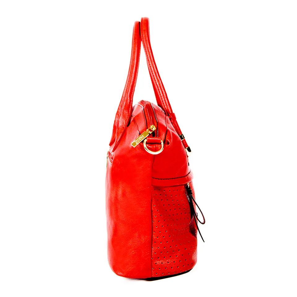 RED Handbag with Laser-cut & Woven Detail - OH-5020 RED