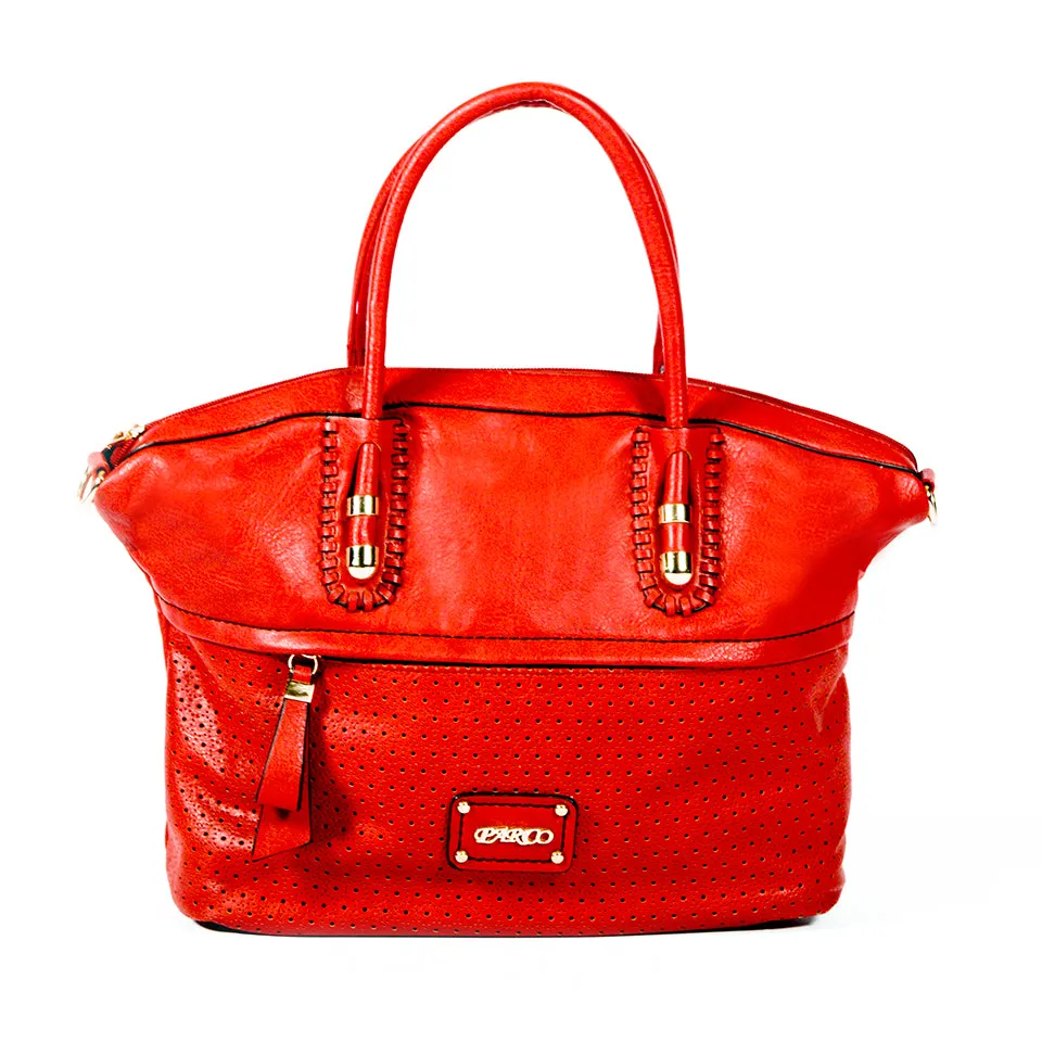 RED Handbag with Laser-cut & Woven Detail - OH-5020 RED