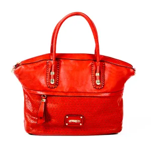 RED Handbag with Laser-cut & Woven Detail - OH-5020 RED
