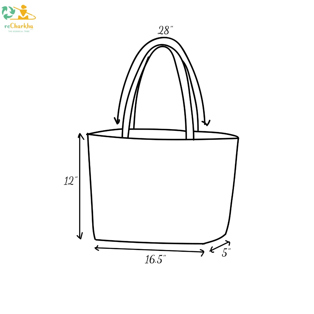 Silver Shimmery White Striped Upcycled Handwoven Shopper Tote (ST1224-007) PS_W