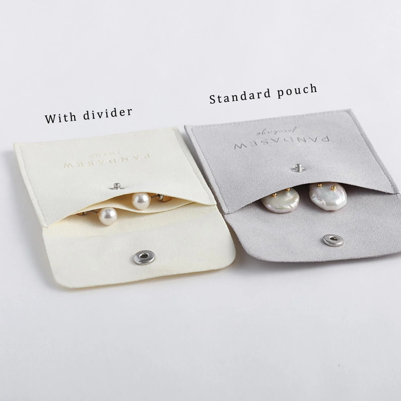 Snap button bags Thicker 08 Microfiber custom earrings packaging Brooch ring gift bags  jewelry packaging 50pcs MCR-081