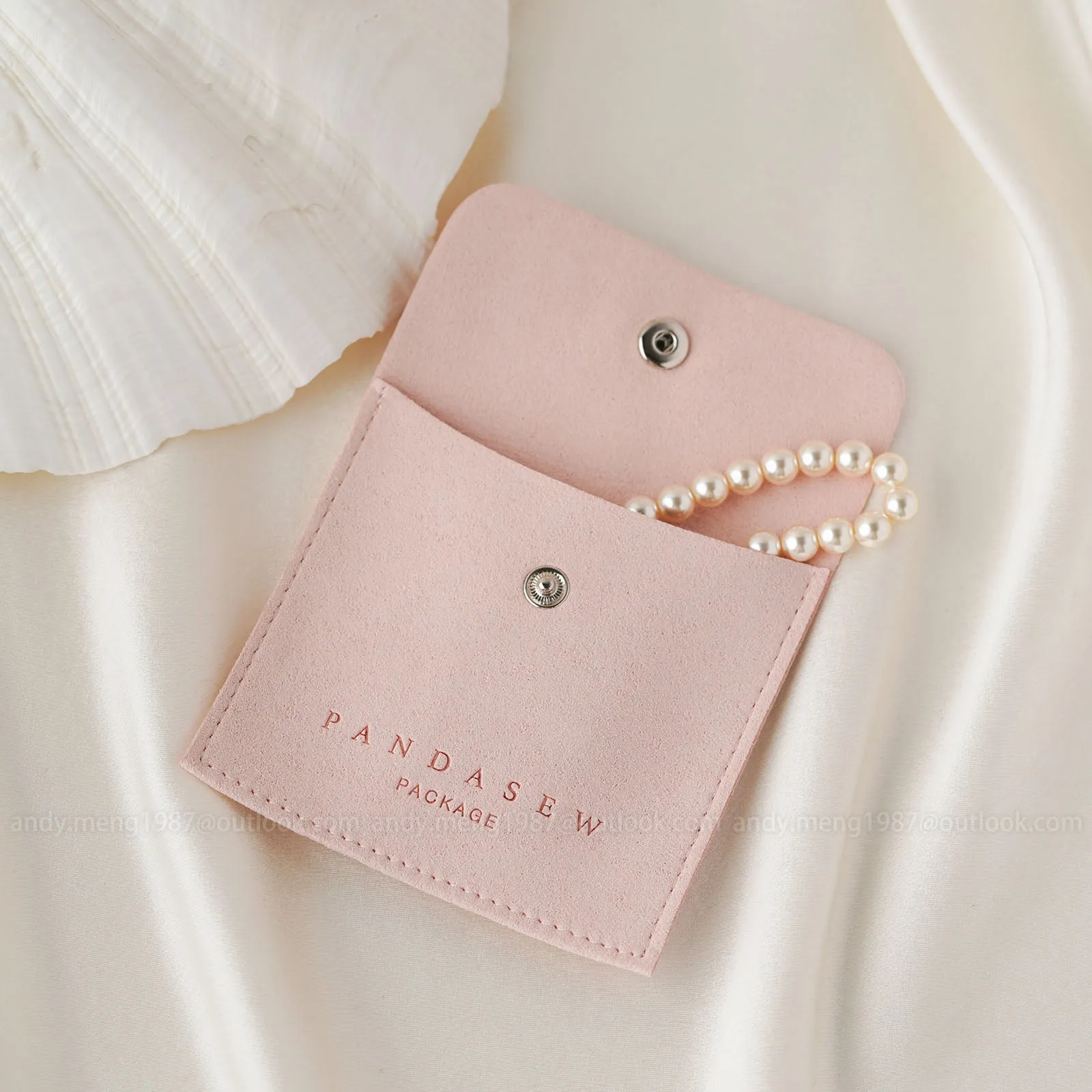 Snap button bags Thicker 08 Microfiber custom earrings packaging Brooch ring gift bags  jewelry packaging 50pcs MCR-081
