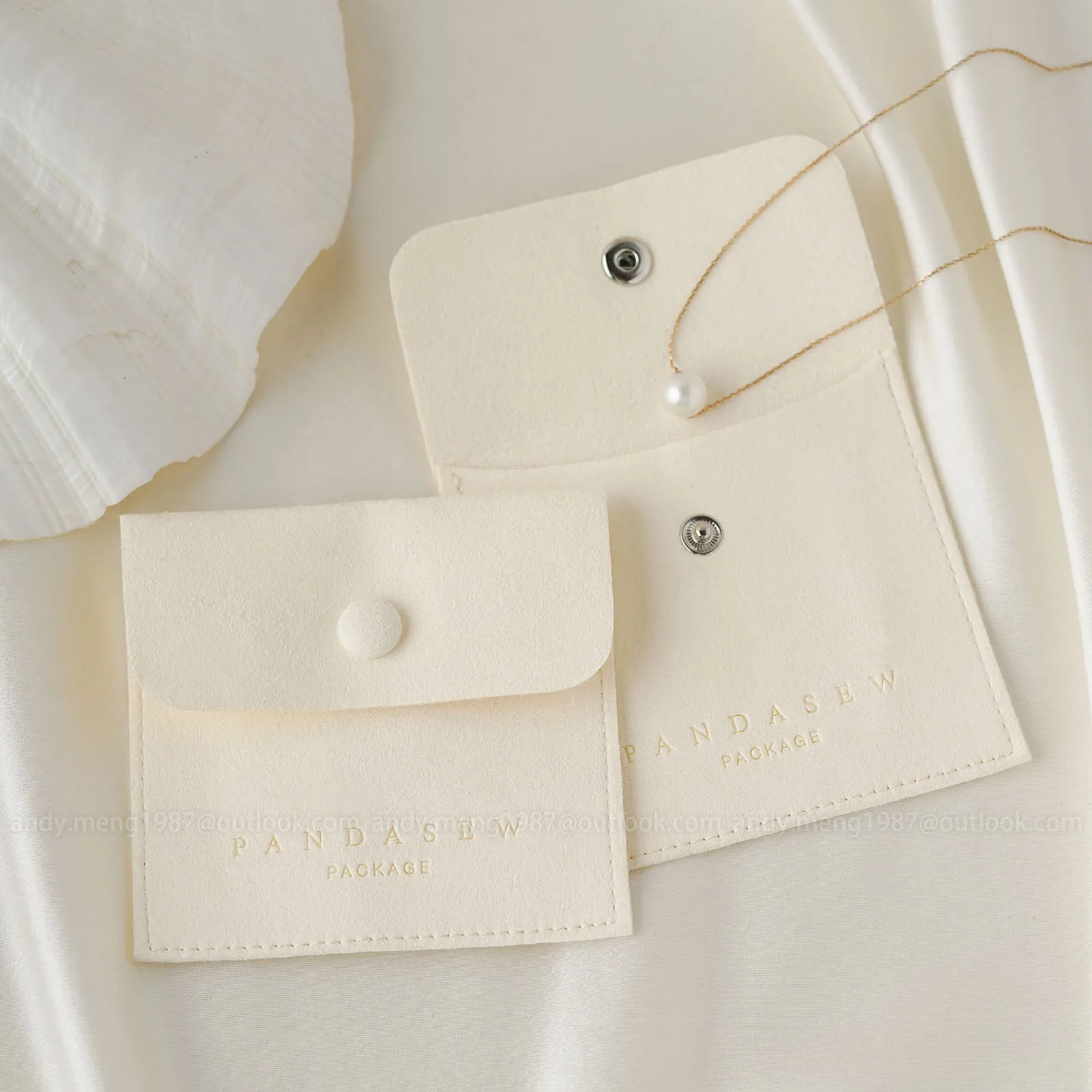Snap button bags Thicker 08 Microfiber custom earrings packaging Brooch ring gift bags  jewelry packaging 50pcs MCR-081