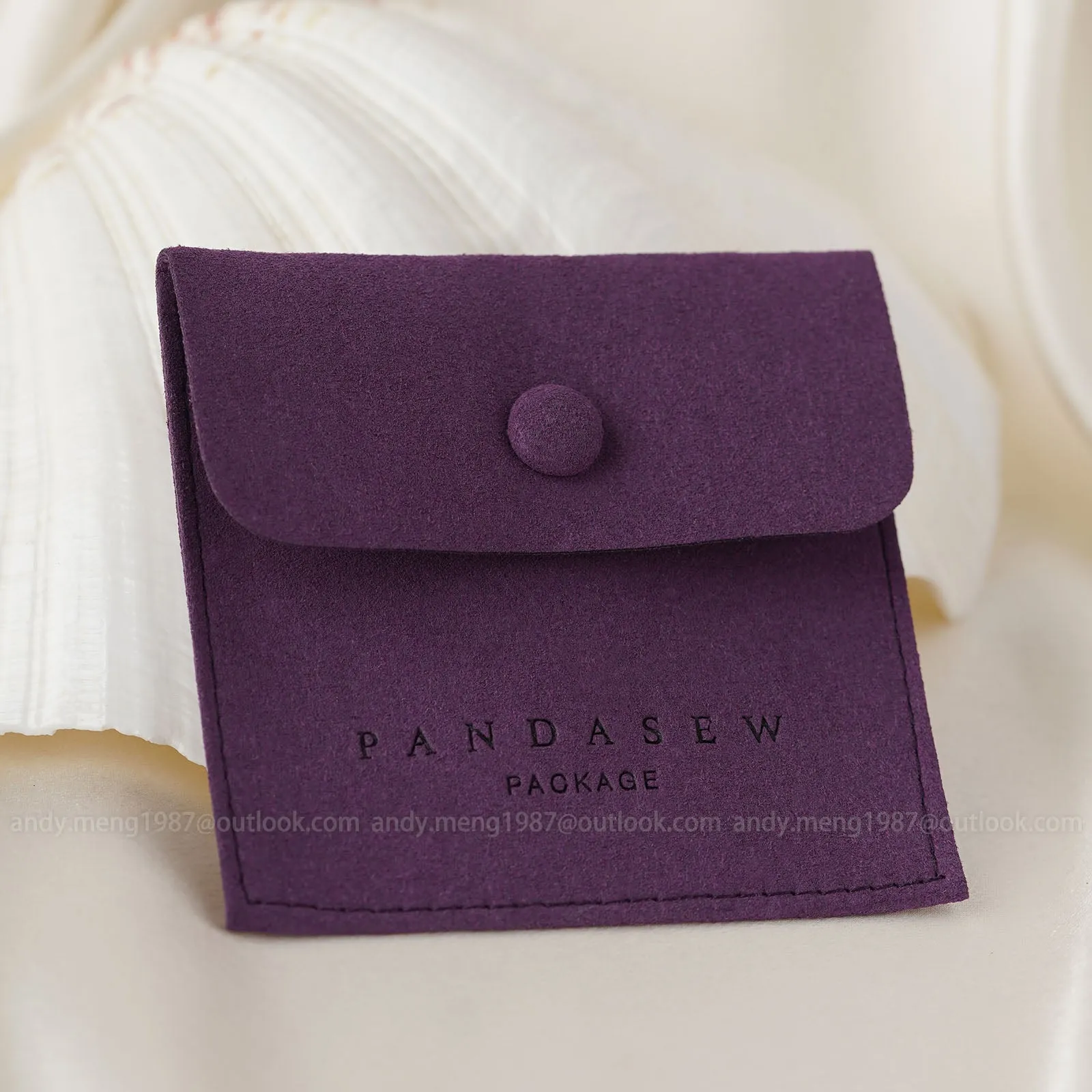 Snap button bags Thicker 08 Microfiber custom earrings packaging Brooch ring gift bags  jewelry packaging 50pcs MCR-081