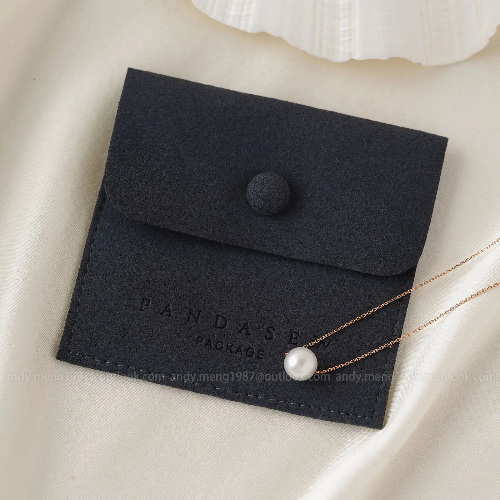 Snap button bags Thicker 08 Microfiber custom earrings packaging Brooch ring gift bags  jewelry packaging 50pcs MCR-081