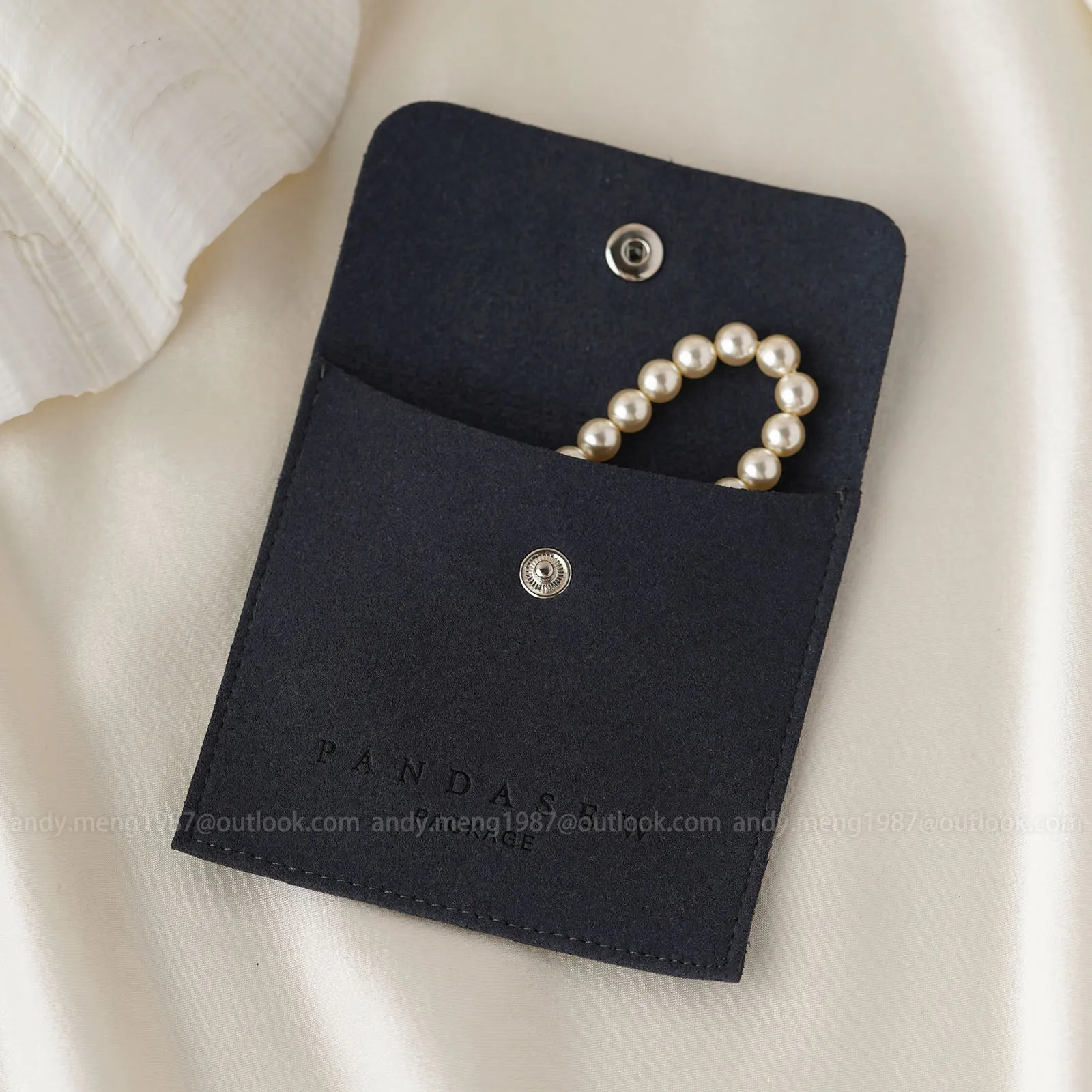 Snap button bags Thicker 08 Microfiber custom earrings packaging Brooch ring gift bags  jewelry packaging 50pcs MCR-081
