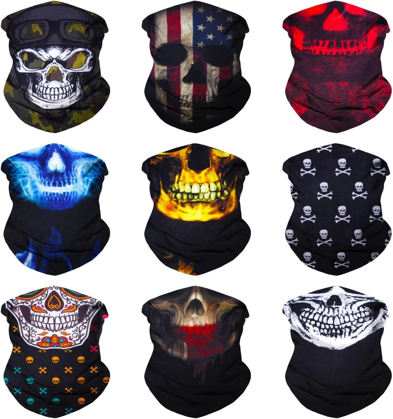 Sojourner Neck Gaiter, Bandana, Buff (9 Pack) - Face Cover for Men, Women, and Teens - Neck Warmer UV Sun Protection Gator