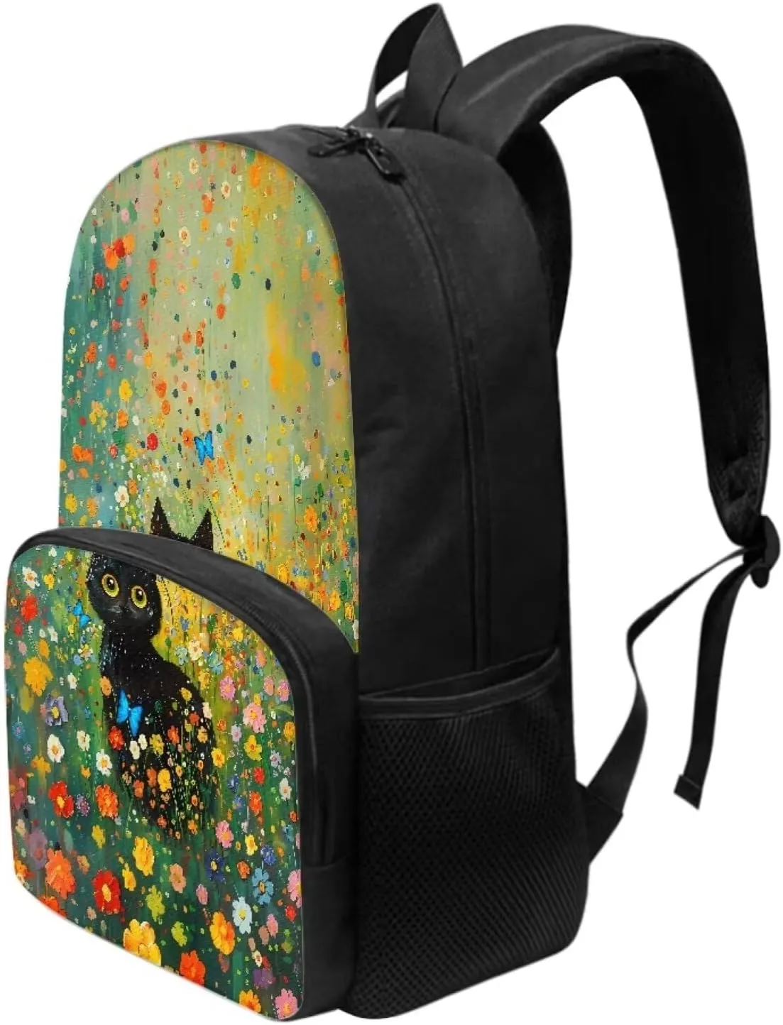 SYtrade Black Cat Flowers Butterfly Backpack for School Boys Girls Lightweight Bookbag Travel Hiking Backpack