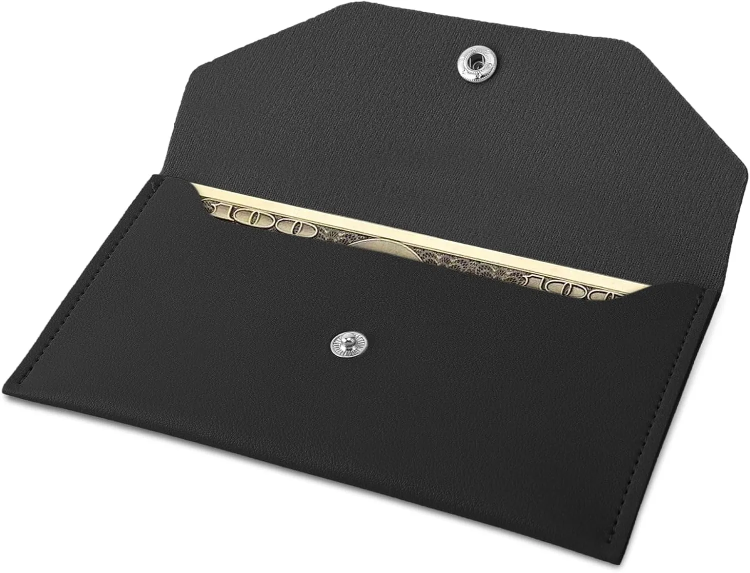 Teaaha Cash Wallet Genuine Leather Money Stuffing Wallets Organizer Reusable Budget Envelope Wallet Retro Clutch Wallets for Men Women Cash Check Billing, Minimalist Design (Black)