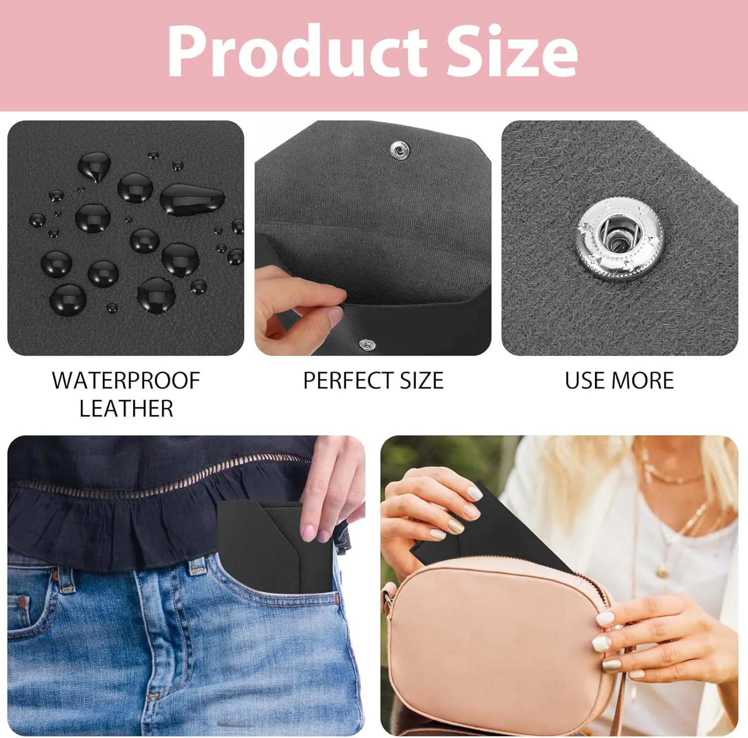 Teaaha Cash Wallet Genuine Leather Money Stuffing Wallets Organizer Reusable Budget Envelope Wallet Retro Clutch Wallets for Men Women Cash Check Billing, Minimalist Design (Black)