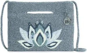 The Sak Linden Crochet Convertible Crossbody Shoulder Bag Clutch (Dove Lotus)