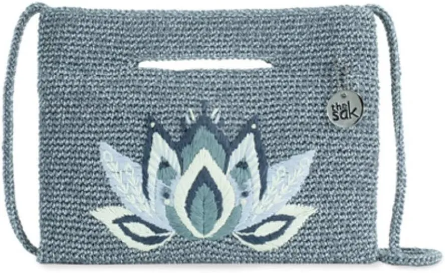 The Sak Linden Crochet Convertible Crossbody Shoulder Bag Clutch (Dove Lotus)