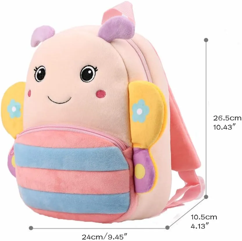 Toddler Backpack for Boys and Girls, Cute Soft Plush Animal Cartoon Mini Backpack Little For Kids 2-6 Years (Butterfly-H)