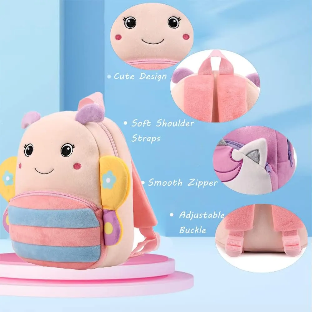 Toddler Backpack for Boys and Girls, Cute Soft Plush Animal Cartoon Mini Backpack Little For Kids 2-6 Years (Butterfly-H)