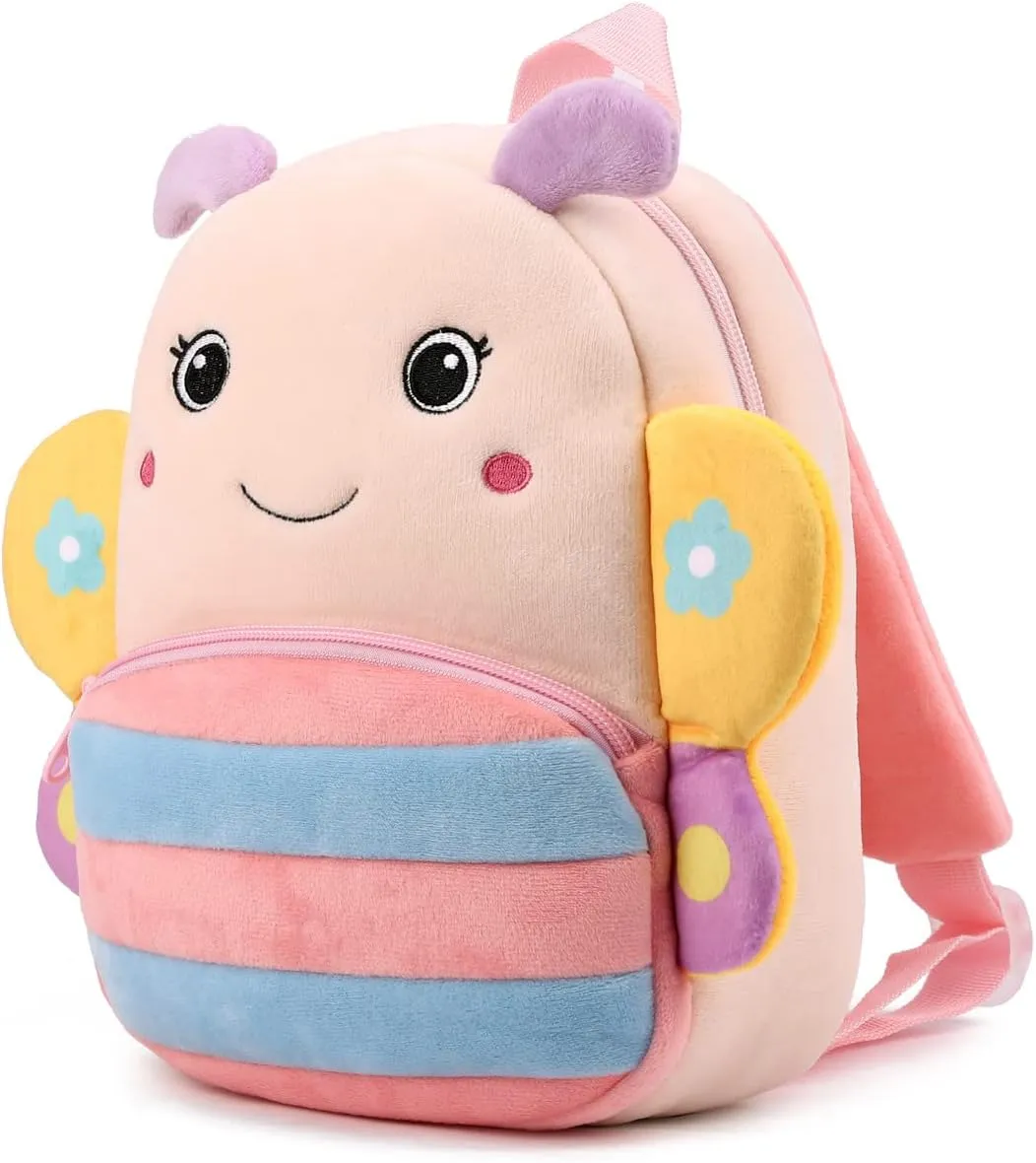 Toddler Backpack for Boys and Girls, Cute Soft Plush Animal Cartoon Mini Backpack Little For Kids 2-6 Years (Butterfly-H)