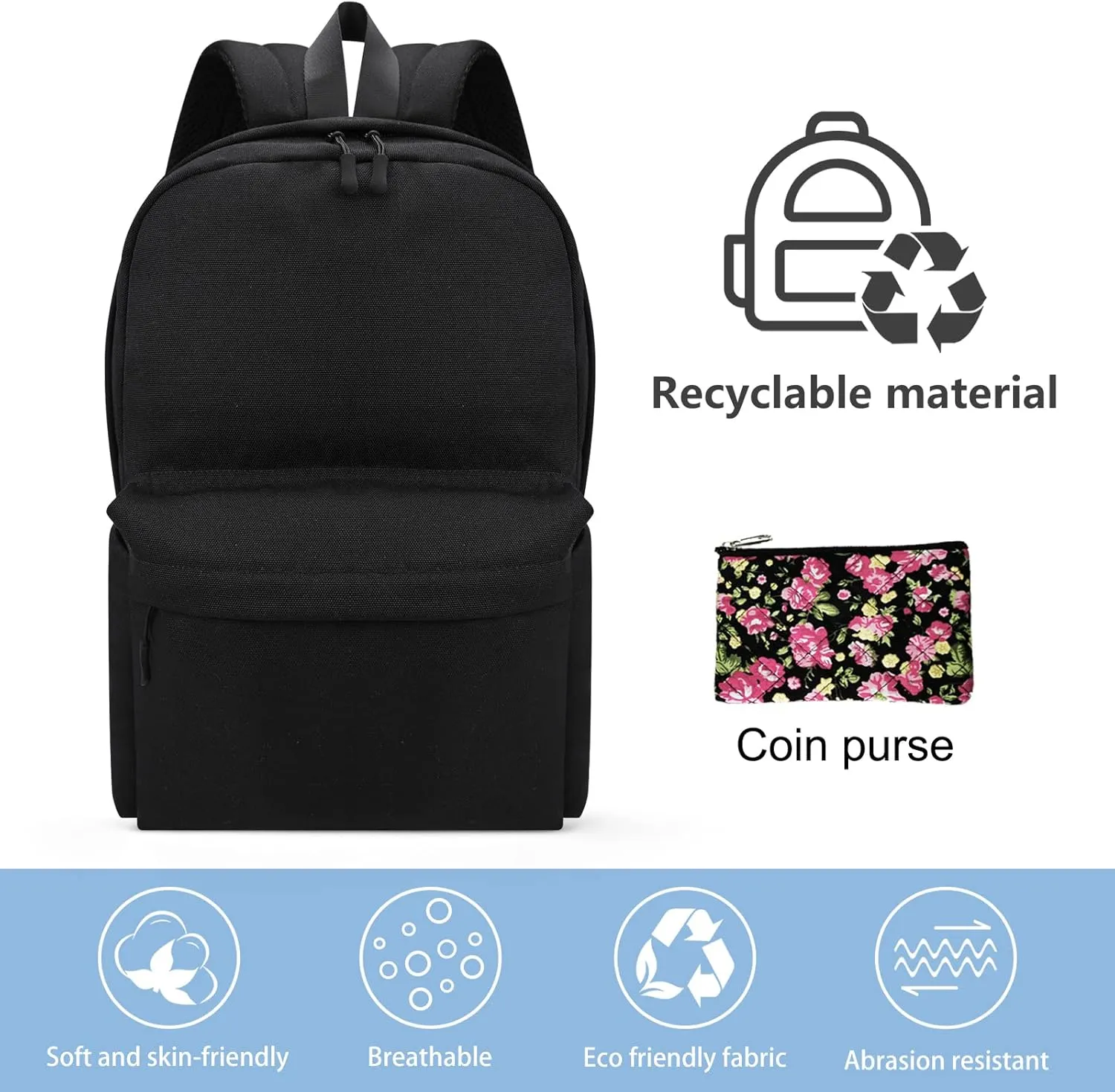 Travel Backpack for Men and Women,Classic Mini Backpack,Hiking, Lightweight Casual College Bookbag Daily Bag Daypack for Travel,Work,Gym (Black)