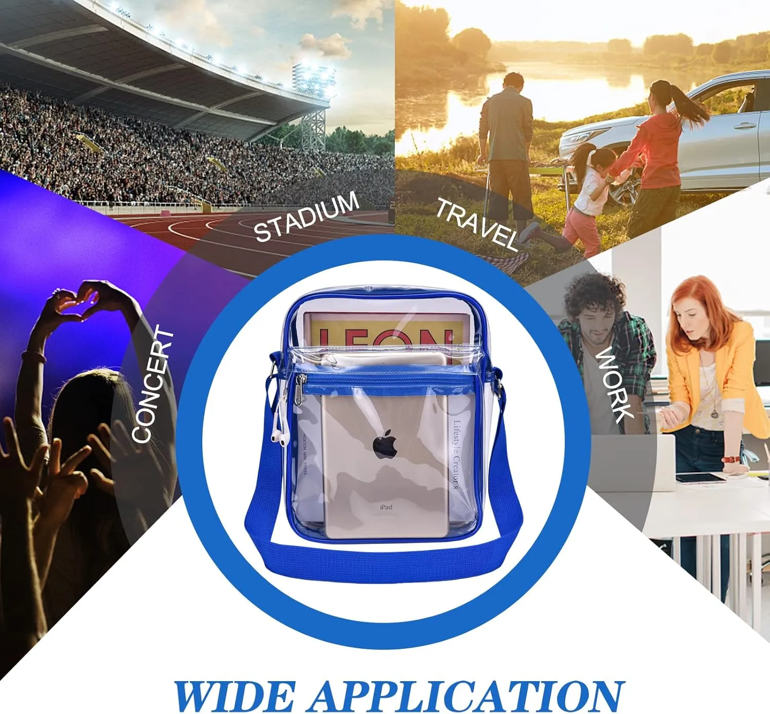 USPECLARE Clear Purse Bag for Stadium Events Clear Messenger Bag for Men and Women