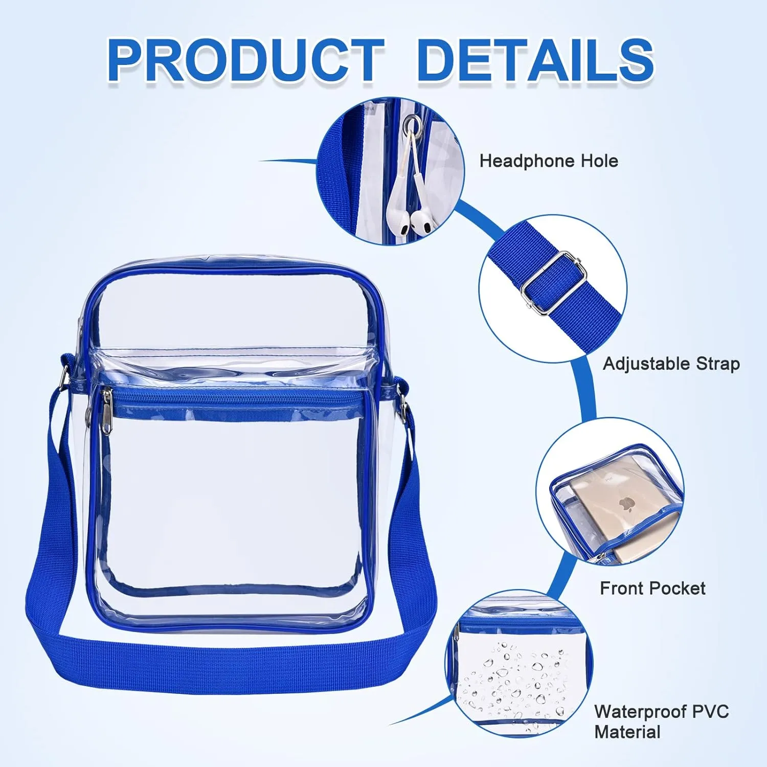 USPECLARE Clear Purse Bag for Stadium Events Clear Messenger Bag for Men and Women