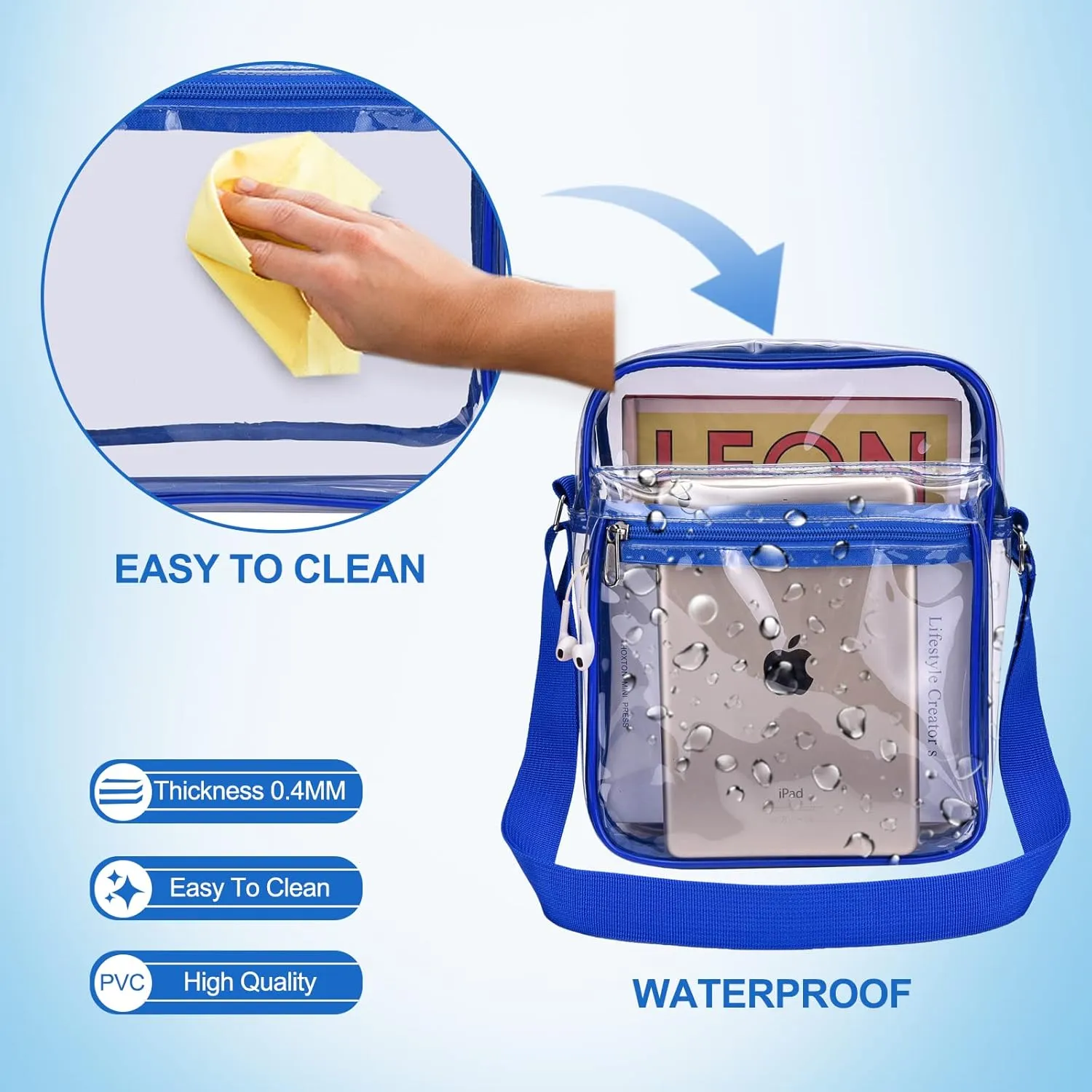 USPECLARE Clear Purse Bag for Stadium Events Clear Messenger Bag for Men and Women