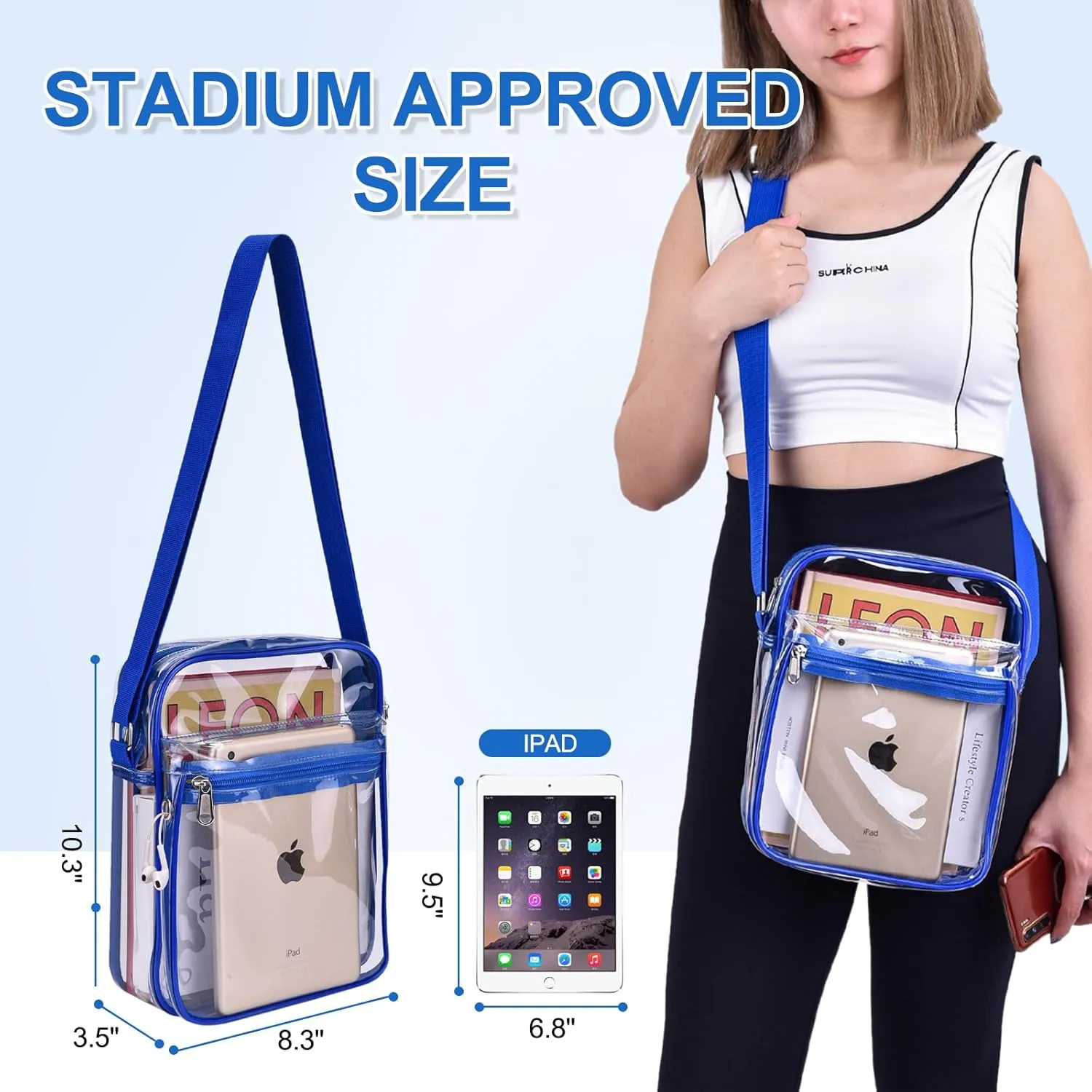 USPECLARE Clear Purse Bag for Stadium Events Clear Messenger Bag for Men and Women