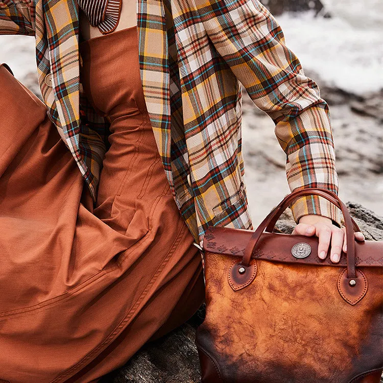 Vintage Womens Brown  Leather Tote Handbags Purse Crossbody Handbags for Women