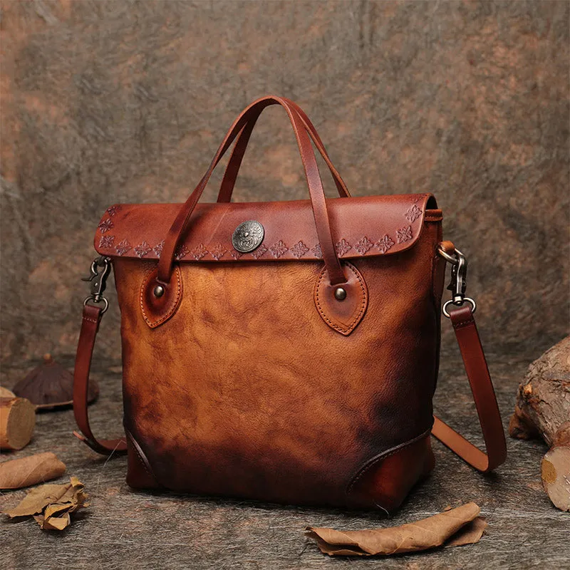Vintage Womens Brown  Leather Tote Handbags Purse Crossbody Handbags for Women