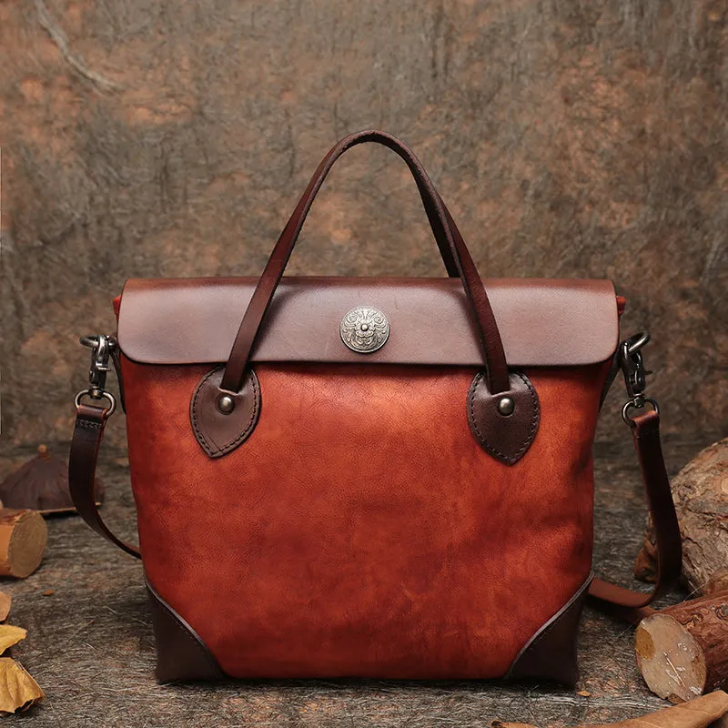 Vintage Womens Brown  Leather Tote Handbags Purse Crossbody Handbags for Women