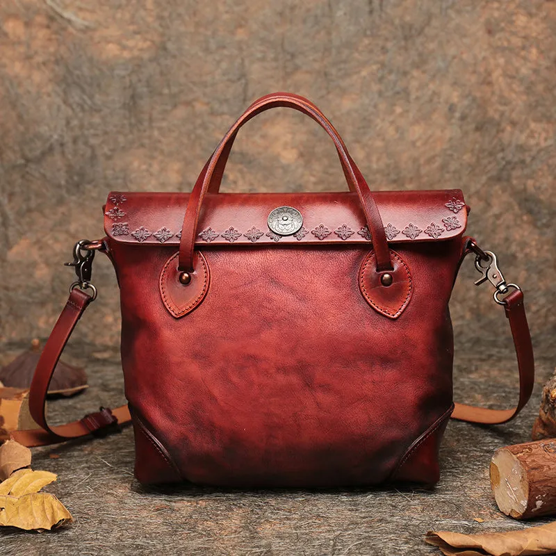 Vintage Womens Brown  Leather Tote Handbags Purse Crossbody Handbags for Women