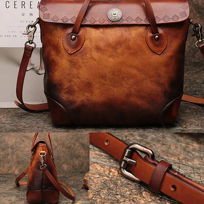 Vintage Womens Brown  Leather Tote Handbags Purse Crossbody Handbags for Women
