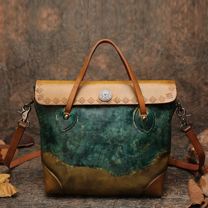 Vintage Womens Brown  Leather Tote Handbags Purse Crossbody Handbags for Women