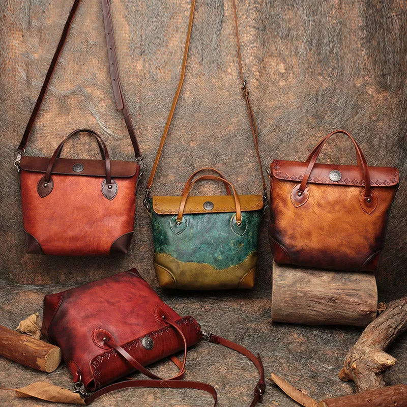 Vintage Womens Brown  Leather Tote Handbags Purse Crossbody Handbags for Women