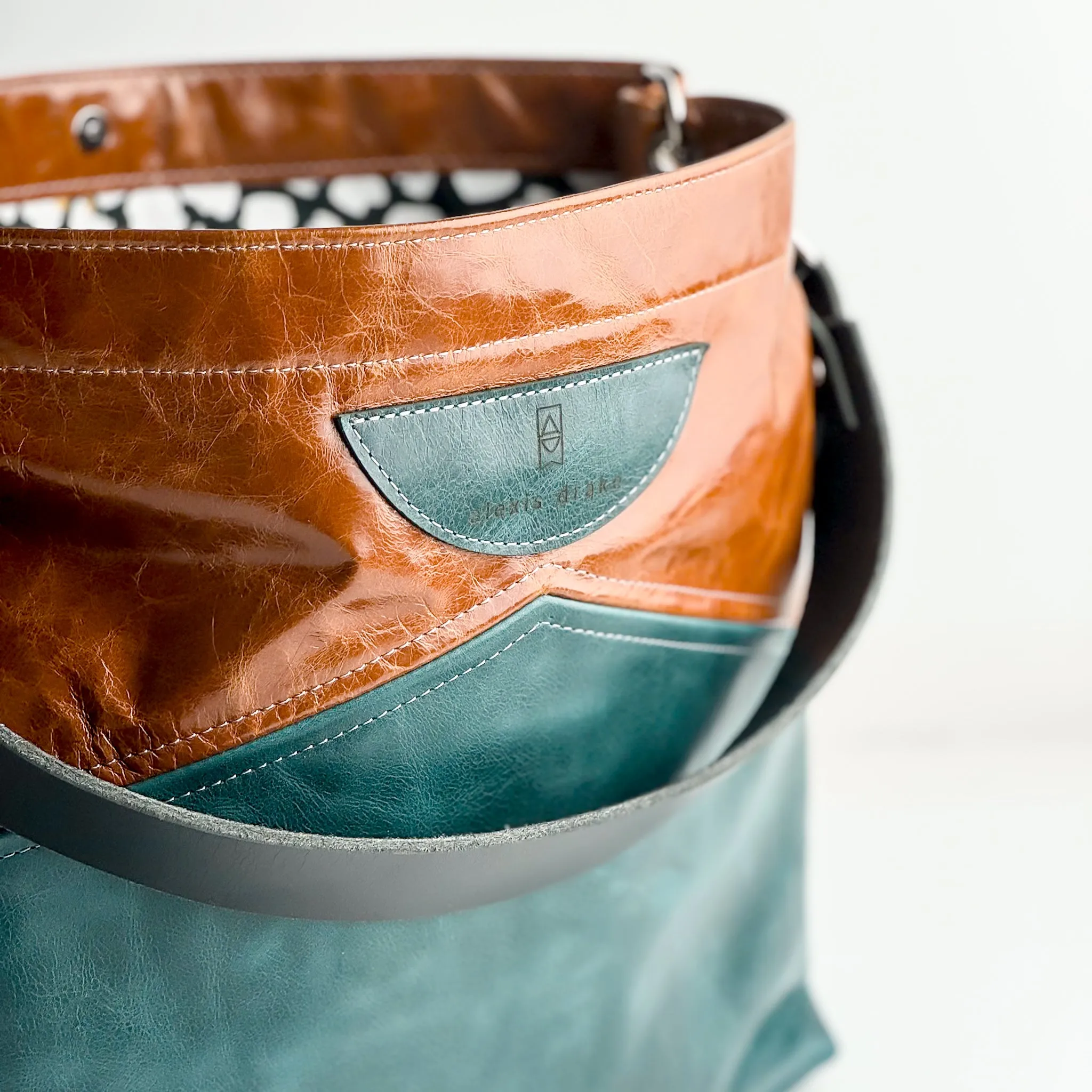 Western Woods Collection | Eleanor Shoulder Tote | Bourbon   Teal Spruce