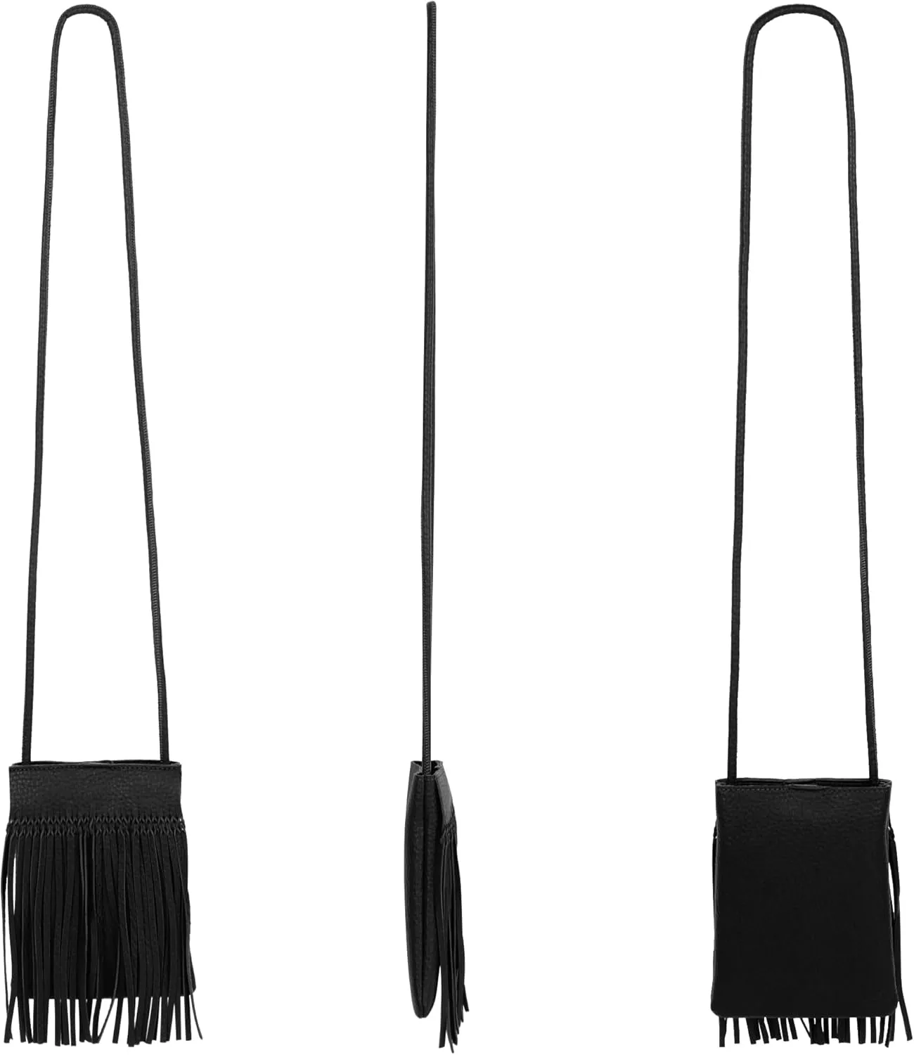 Women Mini Fringe Tassel PU Leather Crossbody Bag Hobo Bag Cell Phone Coin Purse Wallet