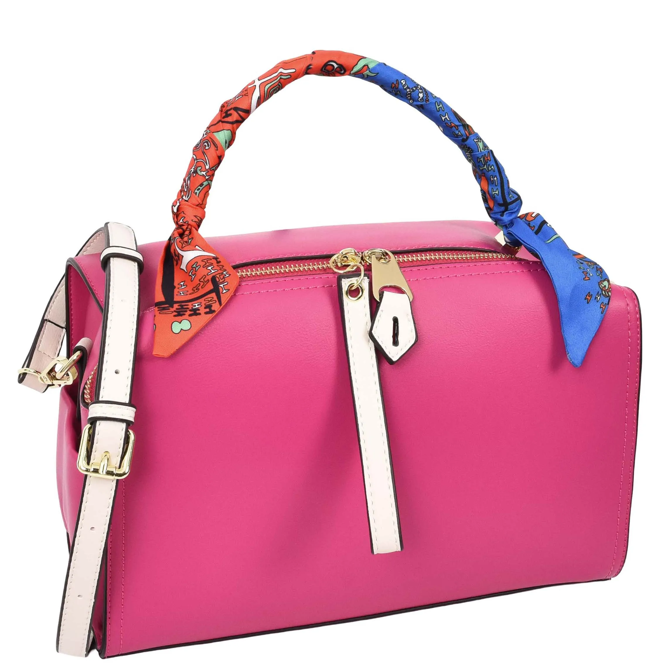 Women's Faux Leather Handbag Cross Body Casual Fashion Barrel Bag A890 Pink