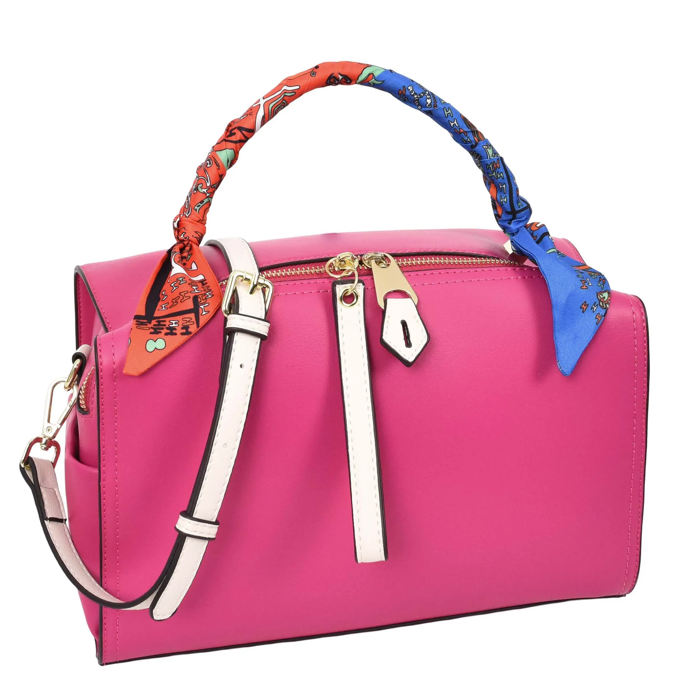 Women's Faux Leather Handbag Cross Body Casual Fashion Barrel Bag A890 Pink