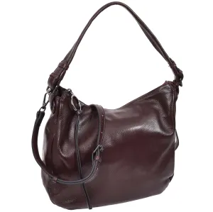 Womens Leather Hobo Handbag Soft Large Multi Straps Zipper Shoulder Bag A202 Purple
