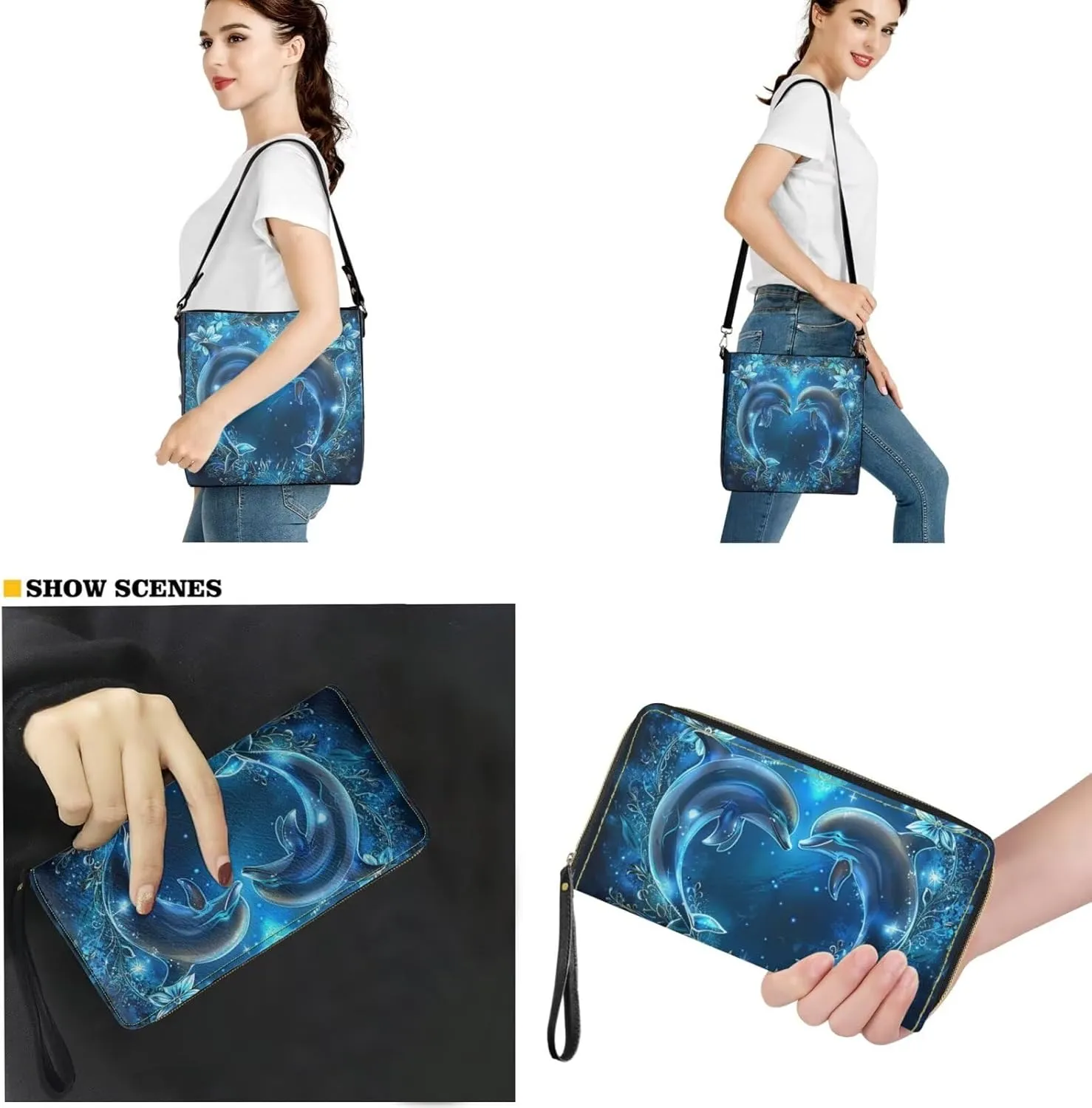 Womens Purses and Handbags Fashion Office Work Handbag Purse 2Pcs Set