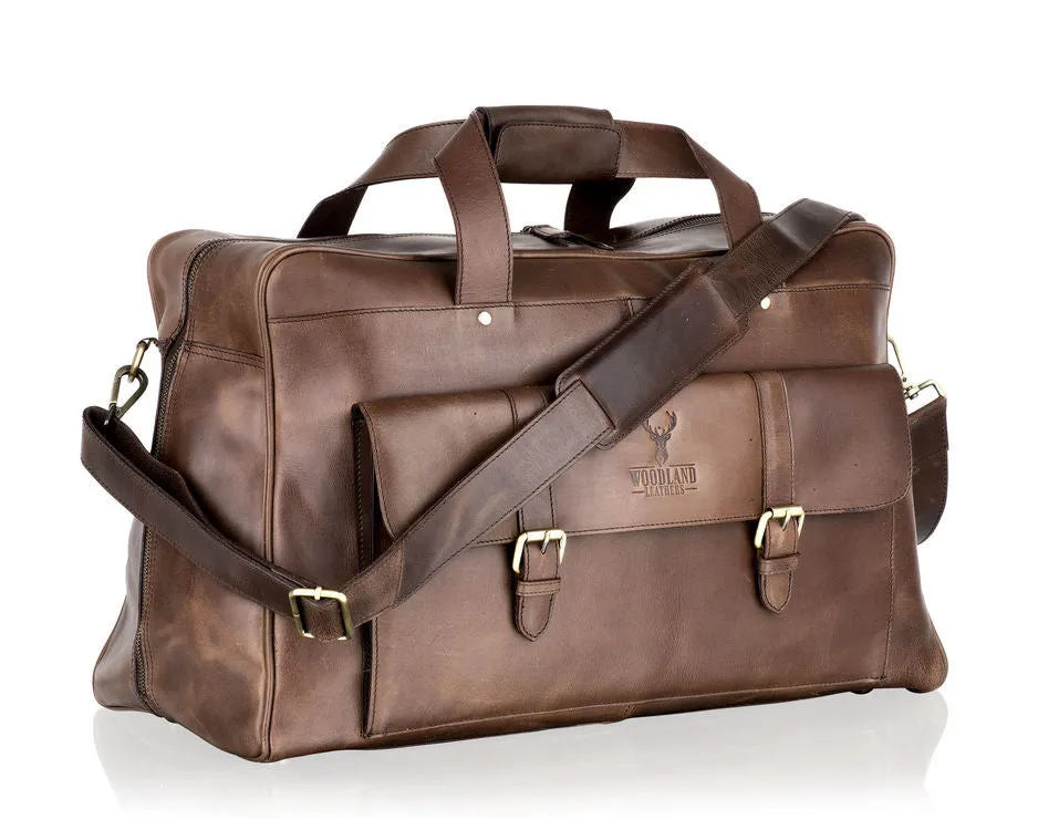 Woodland Leathers Brown Leather Weekend Holdall