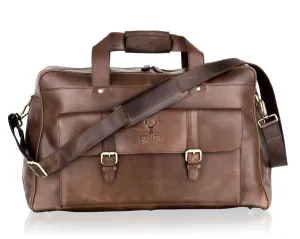 Woodland Leathers Brown Leather Weekend Holdall