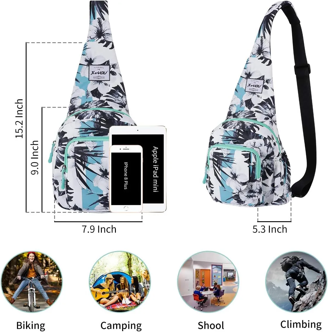 XEYOU Small Sling Bag - Lightweight One Strap Backpack Hiking Crossbody Chest Bag - Unisex Shoulder Daypack