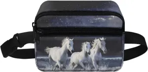 Xpyiqun Galaxy Horse Fanny Pack for Girls Small Waist Bag Kids Zippet Waist Packs Mini Purse Belt Bag with Adjustable Shoulder Strap Wallet Anti Theft Crossbody Bags Casual Travel Sport Chest Bag